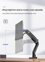 NB F100A sprężyna gazowa ramię 22-35 calowy ekran uchwyt 360 obrót Tilt obrotowy Monitor biurkowy ramię montażowe z dwoma portami USB3.0 3